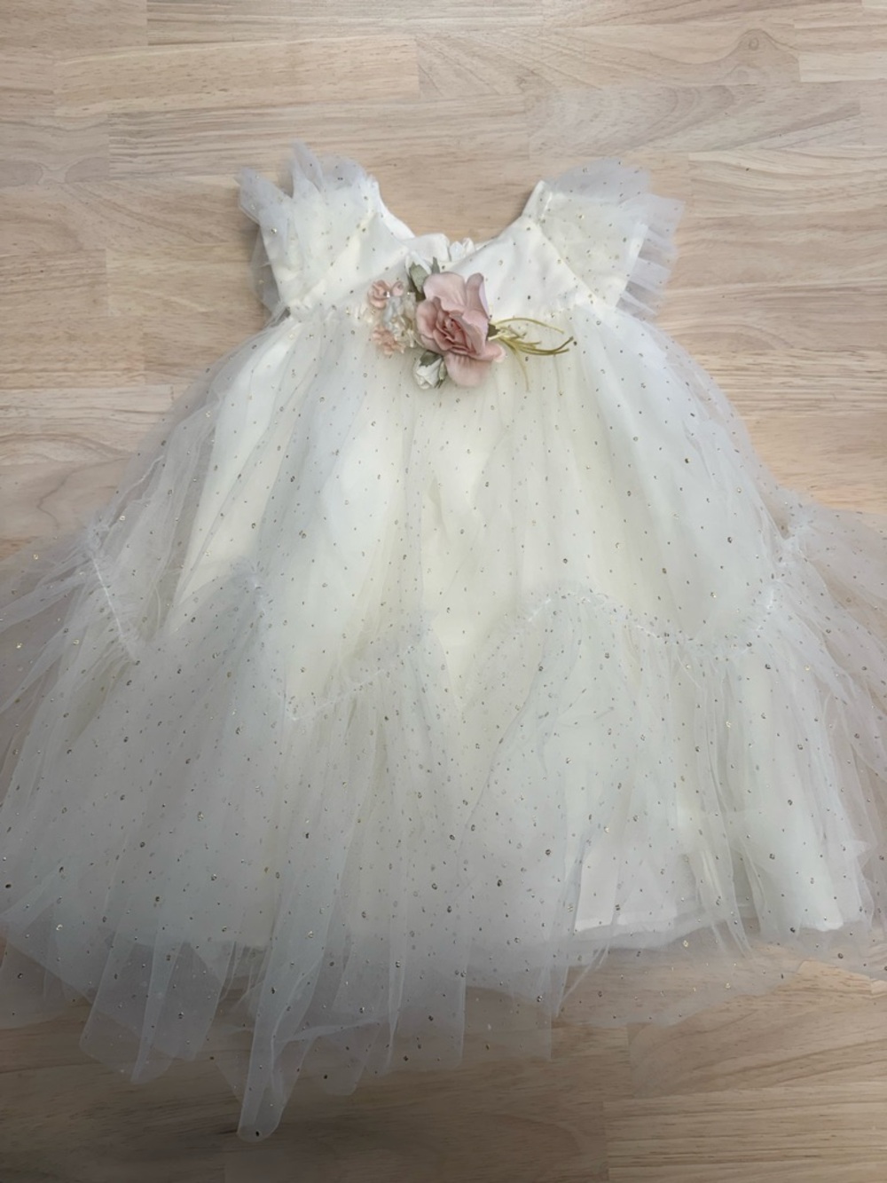 Monnalissa tulle flower dress with gold